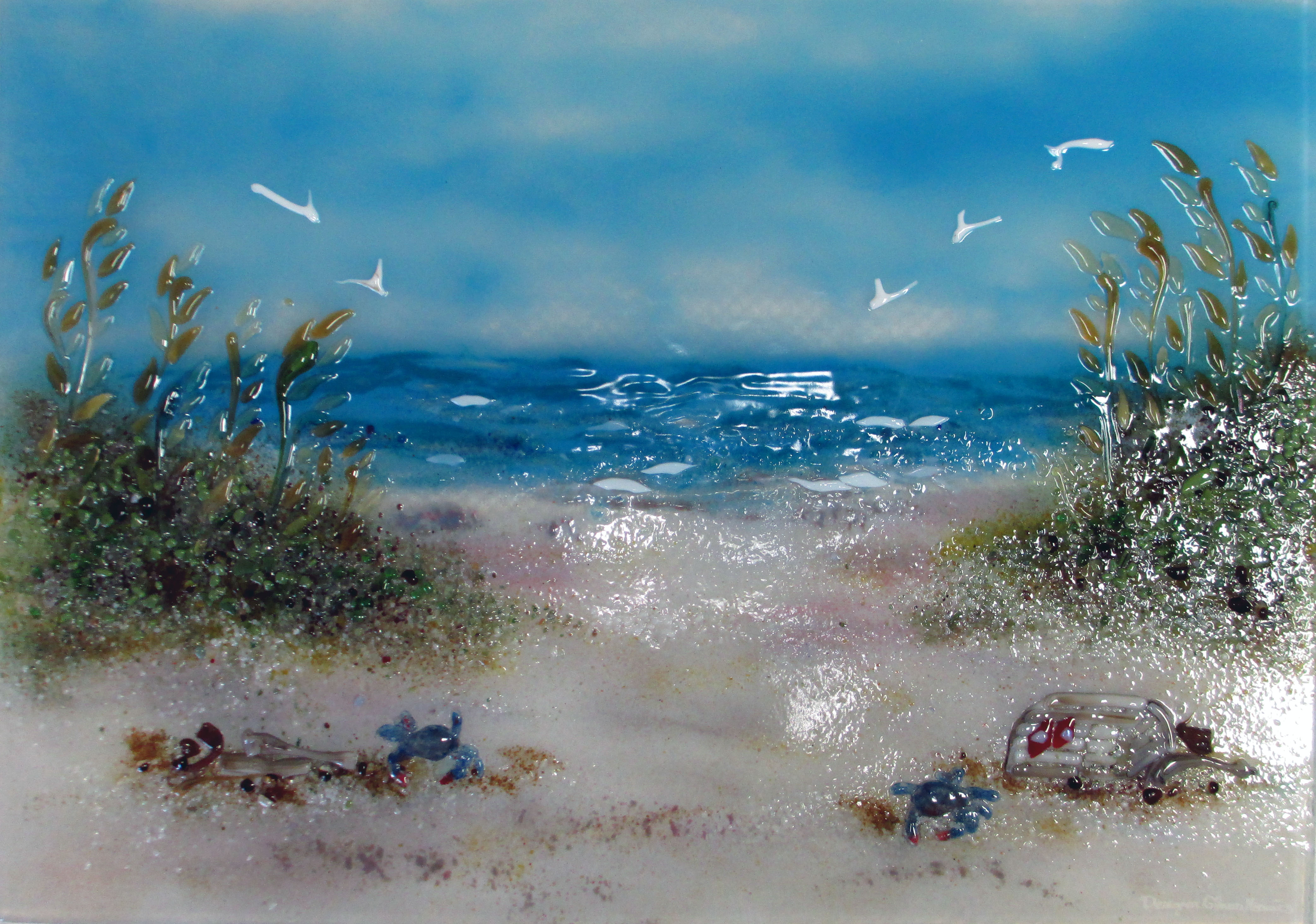 Fused Glass Beach Scene | Designer Glass Mosaics