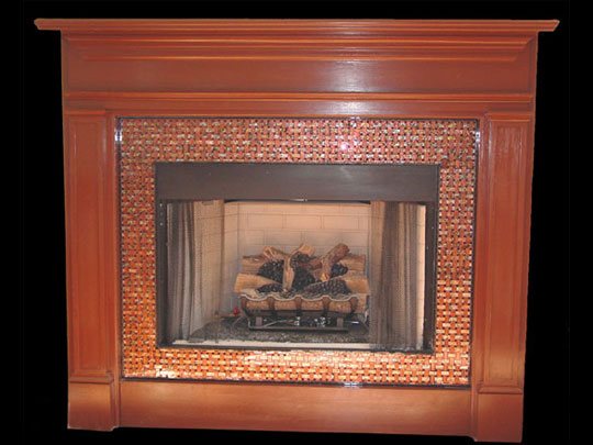 Artistic Mosaic And Fused Glass Tiles To Cover A Fireplace Surround