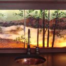 Backlit Glass Mural in Lake Scene Theme