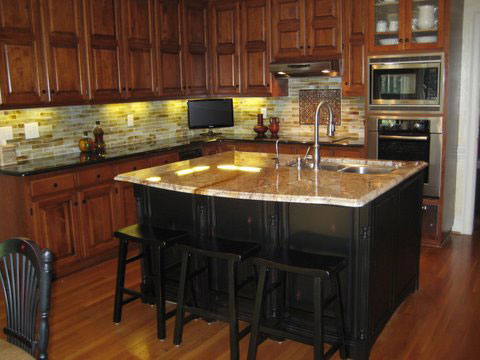 Stained Glass Mosaic Tile Kitchen Backsplash with Fused Glass Medallion