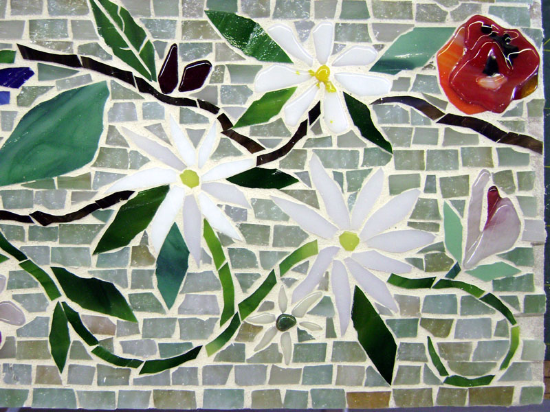 Mosaic Border Tiles in Floral Motif | Designer Glass Mosaics