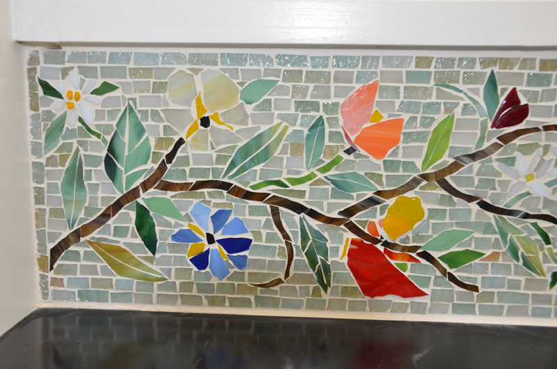 Floral Mosaic Border for Kitchen | Designer Glass Mosaics