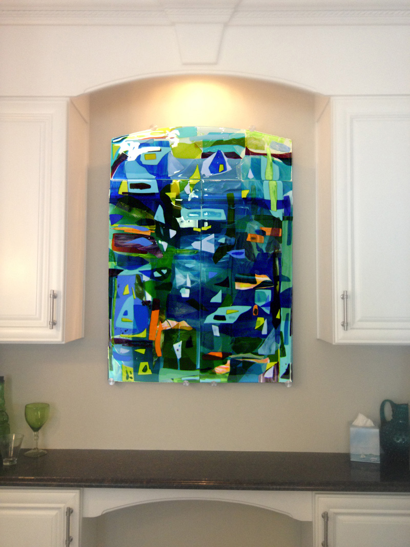 Colorful Fused Glass Wall Art Panel|Designer Glass Mosaics