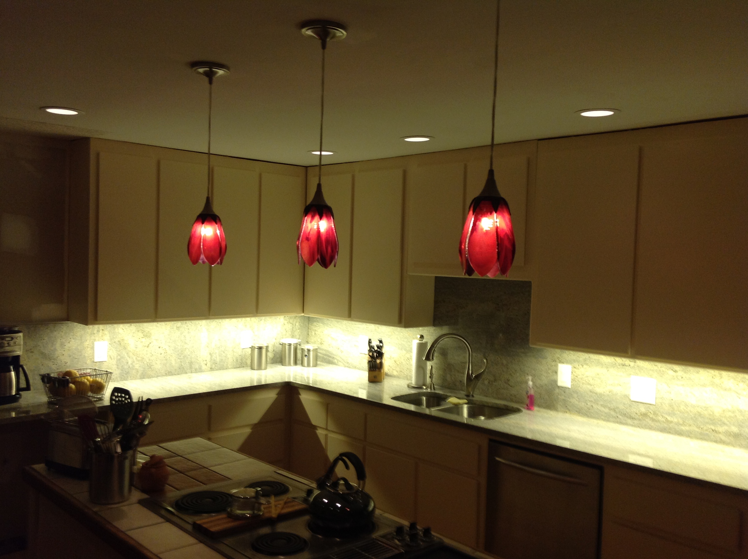 Cranberry Tulip Pendant Lights|Designer Glass Mosaics