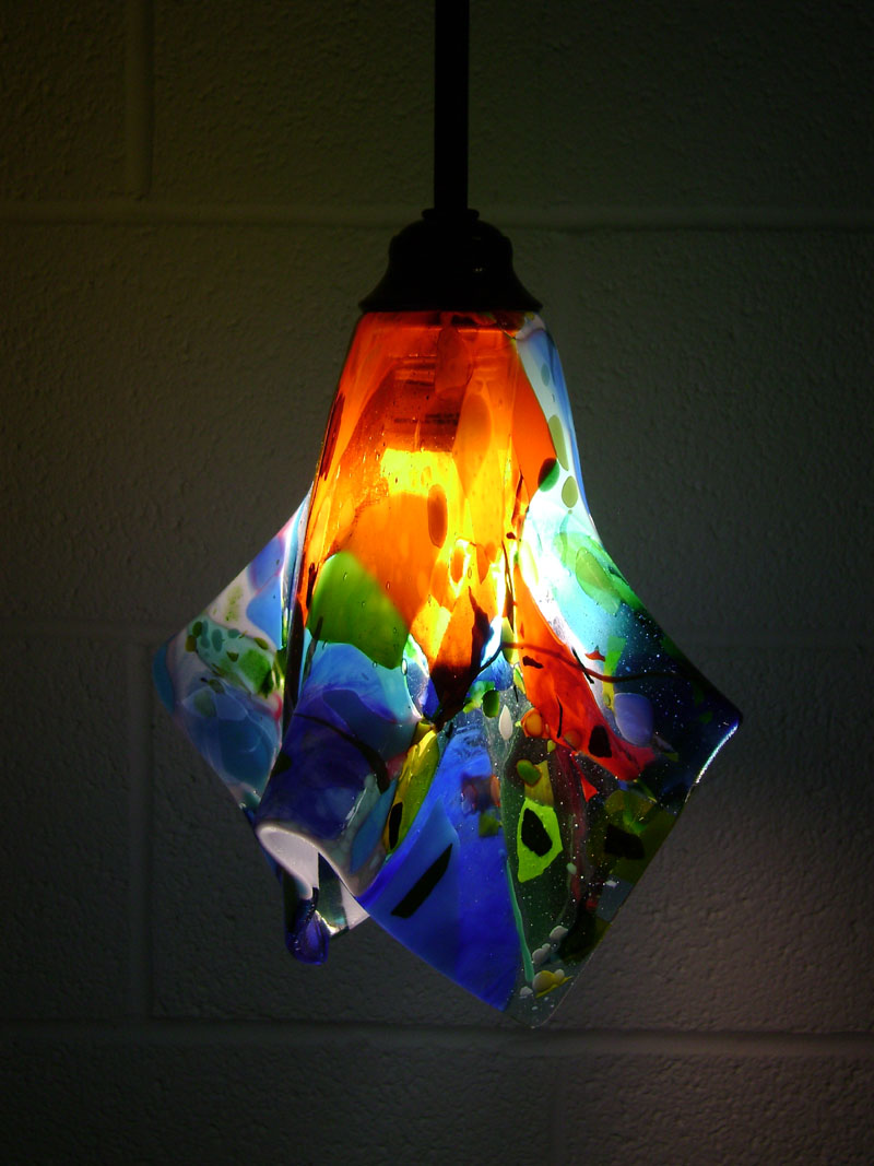 Custom Hand Crafted Fused Glass Pendant Lights And Sconces 