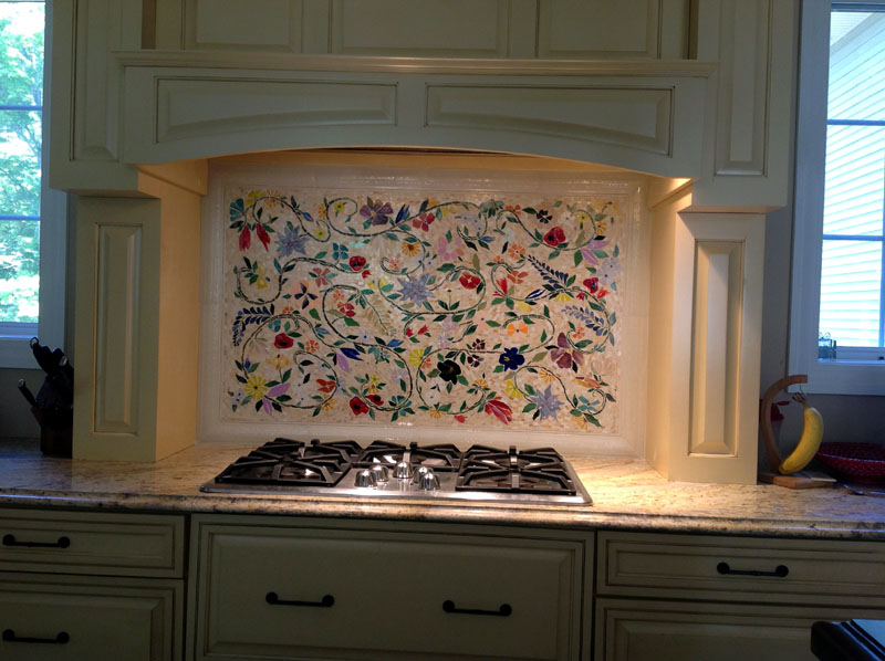 Floral Mosaic Kitchen Backsplash