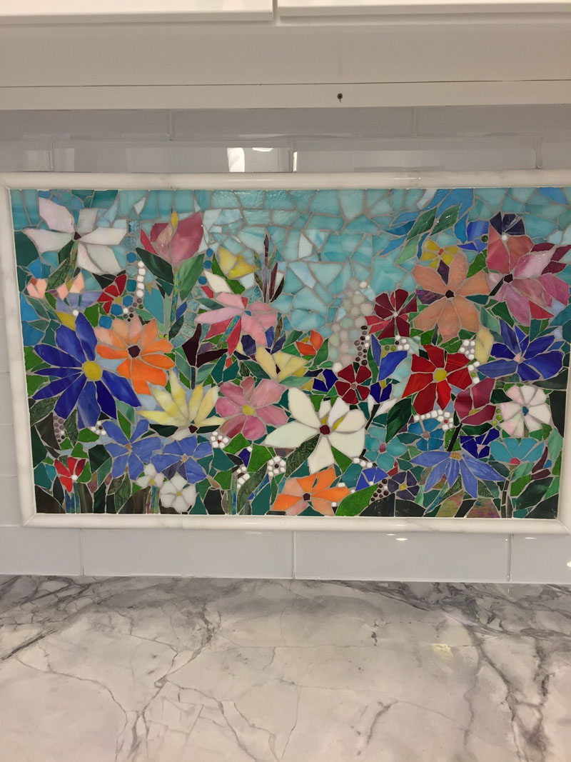 Floral Mosaic Kitchen Backsplashdesigner Glass Mosaics 