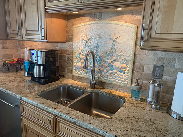 Beach Mosaic Backsplash Designer Glass Mosaics