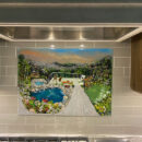 Backyard Oasis Fused Glass Mural