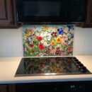 Colorful Fused Glass Floral Backsplash