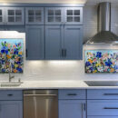 Floral Mosaic Glass Kitchen Backsplash