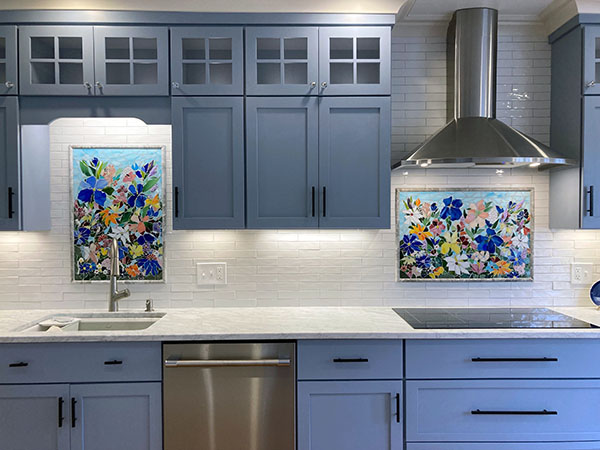 Floral Mosaic Glass Kitchen Backsplash