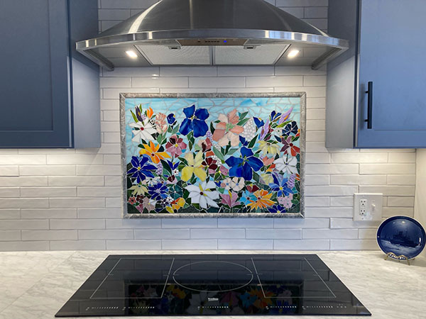 Floral Mosaic Glass Kitchen Backsplashdesigner Glass Mosaics